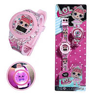 Дитячий електронний наручний годинник Lol (Ляльки Лол) Light Watch з підсвічуванням 2 в 1 рожевий