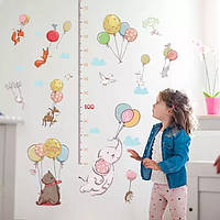 Детская виниловая интерьерная наклейка на стену Ростомер Животные на воздушных шариках Kinder Goods матовая