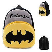 Детский плюшевый дошкольный рюкзак для мальчиков Batman (Бэтмен) черный