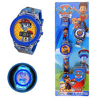 Детские электронные наручные часы Щенячий патруль - Paw Patrol Light Watch с подсветкой 2 в 1 синие