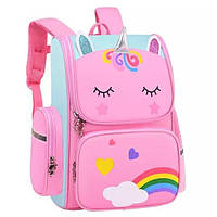 Школьный детский большой рюкзак для девочек Purple Unicorn розовый единорог