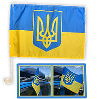 Автомобильный Флаг Украины с тризубцем Trend на авто односторонний 30 см х 45 см полиэстер Сине-желтый