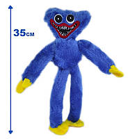 Мягкая плюшевая детская игрушка Хагги Вагги Huggy Wuggi  синий монстр объятия с липучками на руках 35 см Синий