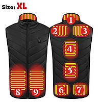 Нагревательный жилет с подогревом размер XL от PowerBank (USB-кабель), 9 зон подогрева, жилетка с подогревом