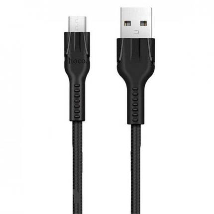 Кабель Usb Micro USB HOCO U31 Benay 2.4 A 1 m (круглий, тканинний) Black, фото 1