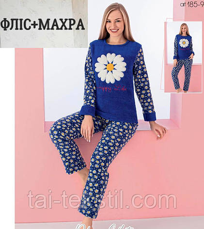 Піжама жіноча тепла софт махра+флісова основа Туреччина M-L-XL-2XL, фото 2