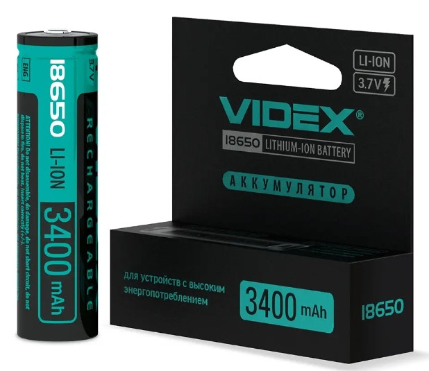 Акумулятор із захистом Videx Li-ion 18650 3400mAh 3,7V