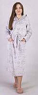 Халат довгий жіночий з довгим рукавом на запах сірий 42-56 р Лапки