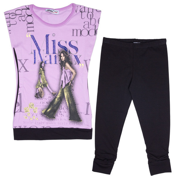 Літній костюм для дівчаток футболка з бриджами, фото 1