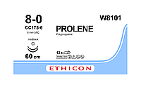 Хирургическая нить Ethicon Пролен (Prolene) 8/0, длина 60 см, 2 кол. иглы 8 мм, W8101