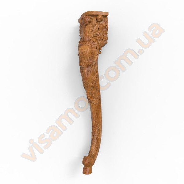 Різьблена гнута (козяча) ніжка кабріоль з дерева