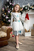 Сукня новорічна дитяча сніжинки з короною розмір 28-38