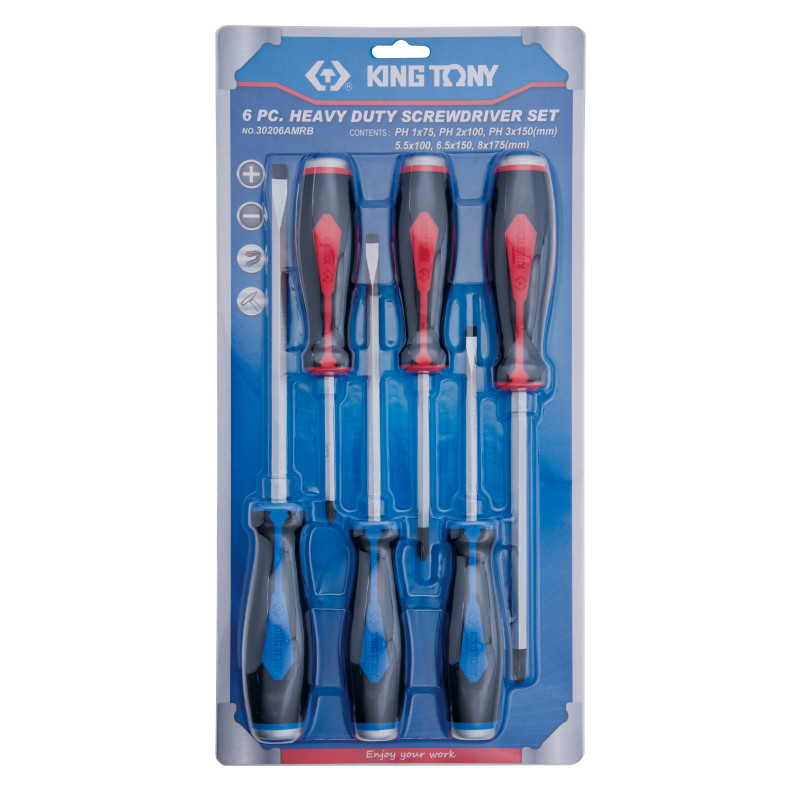 Набір викруток 6 предметів, силові, #14B2+14B1 King Tony 30206AMRB, фото 1