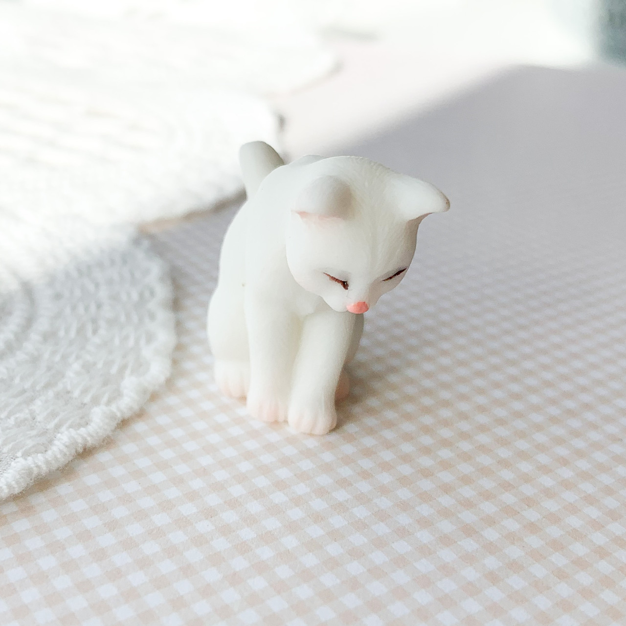 Мініатюра котик сидячий 3.5 см Білий, фото 1