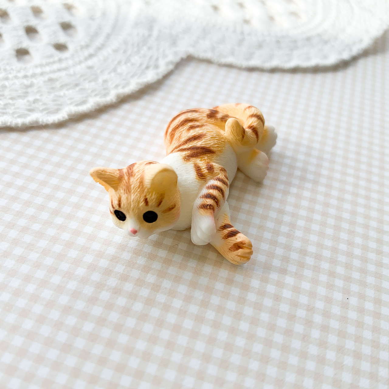 Мініатюра котик лежачий 3.5 см Рудий, фото 1