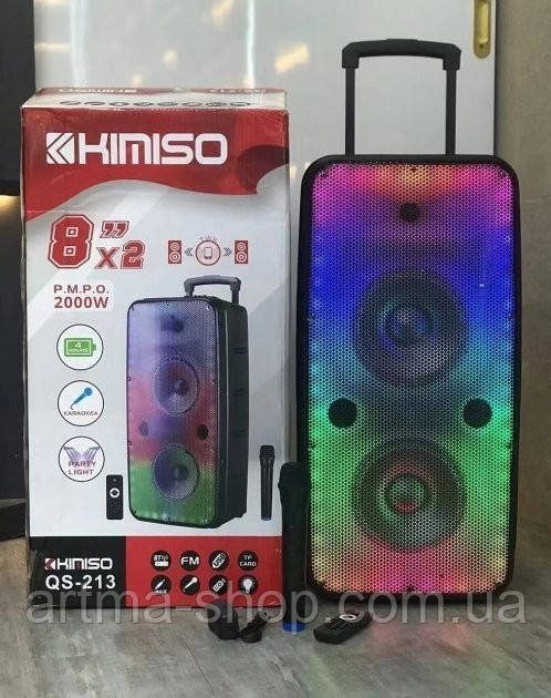 Портативна акустика KIMISO QS-213 акумуляторна Bluetooth з пультом та мікрофоном