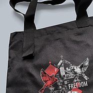 Еко сумка чорна з малюнком "FREEDOM" / еко сумка з патріотичним принтом, фото 2