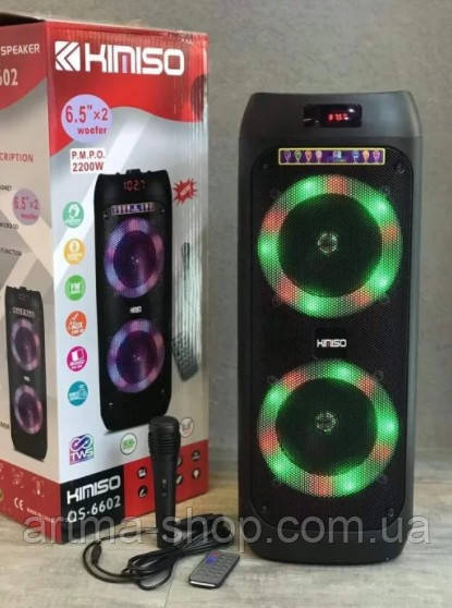 Портативна акустика KIMISO QS-6602 BT акумуляторна Bluetooth з пультом та мікрофоном