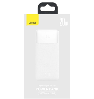 Зовнішній акумулятор Power Bank Baseus Bipow PD+QC 30000mAh 20W White PPDML-N02 Білий
