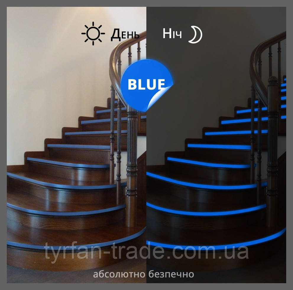 Накладки на щаблі світні в темряві без електрики та батарейок — Синій, фото 1