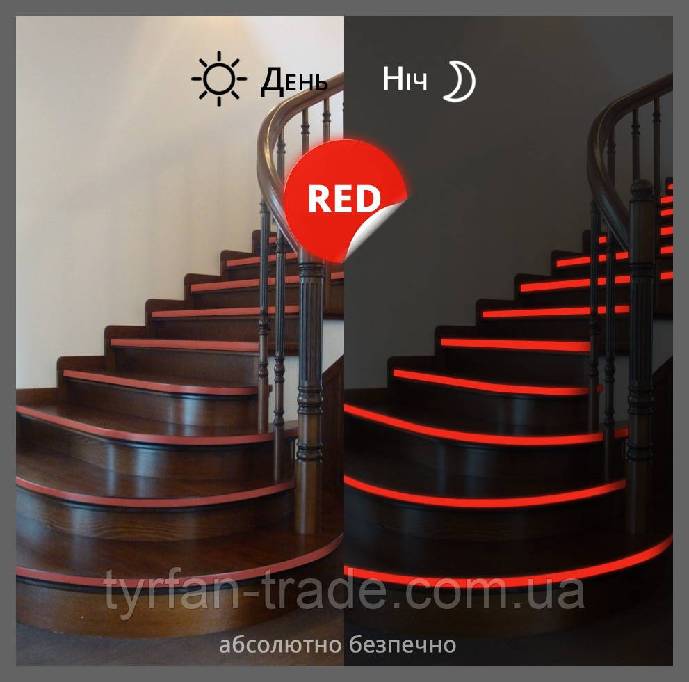 Накладки на щаблях, що світяться в темряві, без електрики – Червоний