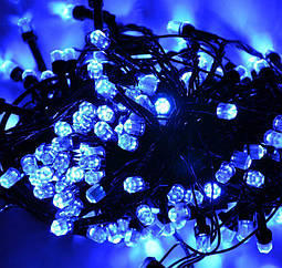 Гірлянда кристал, 300 LED, чорний шнур, синя