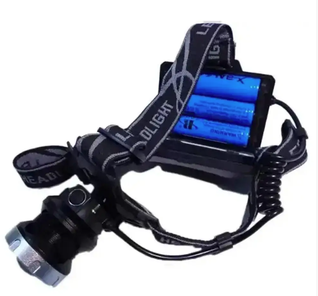 Мощный налобный фонарь аккумуляторный P50, 3 режима, LED фонарик на голову, черный прожектор, GN4 - фото 2 - id-p1715458543