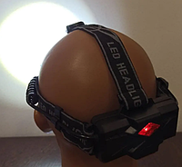 Мощный налобный фонарь аккумуляторный P50, 3 режима, LED фонарик на голову, черный прожектор, GN18