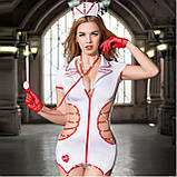 Ігровий костюм медсестри халат з підтяжками, головний убір та стрінги, фото 5