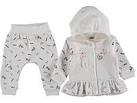 Детский комплект одежды (кофта + штаны) 68 размера для девочек 3-6 месяцев
