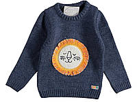 Вязаный детский свитер на мальчика 1-2-3-4 год Лев Mini Royal Темно-синий