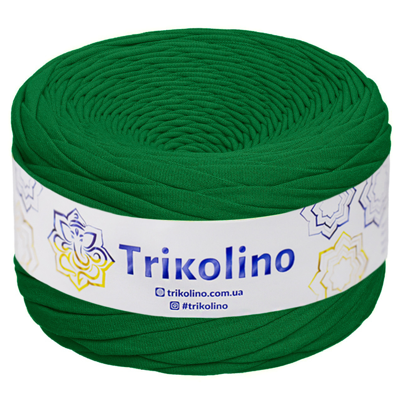 Трикотажна пряжа Trikolino, ширина нитки 7-9 мм., довжина мотка 100 м., Морський зелений