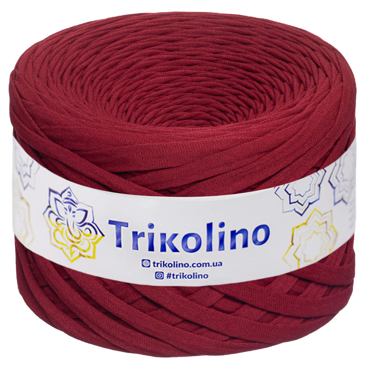 Трикотажна пряжа Trikolino, ширина нитки 7-9 мм., довжина мотка 100 м., Бордо