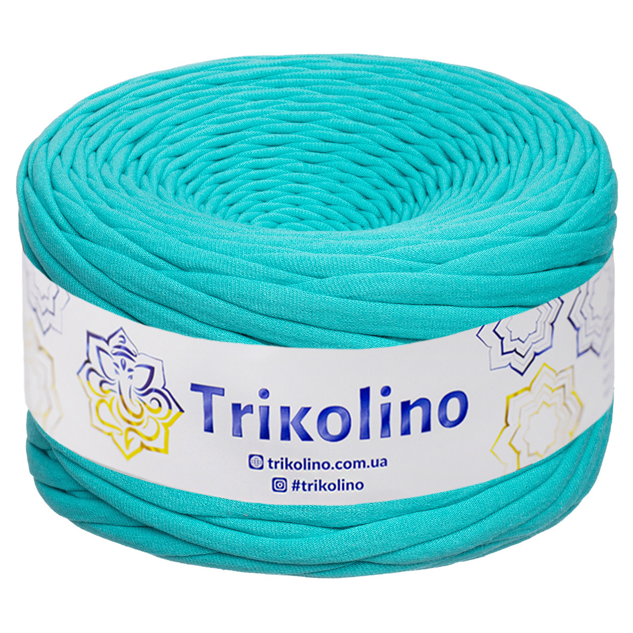 Трикотажна пряжа Trikoliono, ширина нитки 7-9 мм, довжина мотка 100 м., Бірюзовий