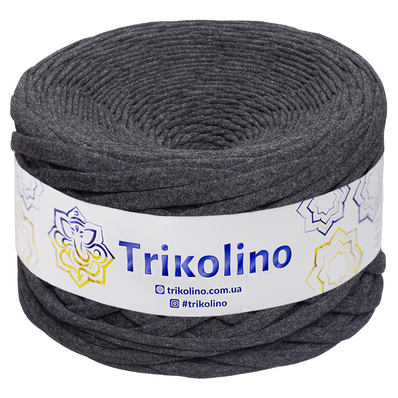 Трикотажна пряжа Trikolino, 7-9 мм., 100 м., Антрацит меланж, нитки для в'язання, фото 1