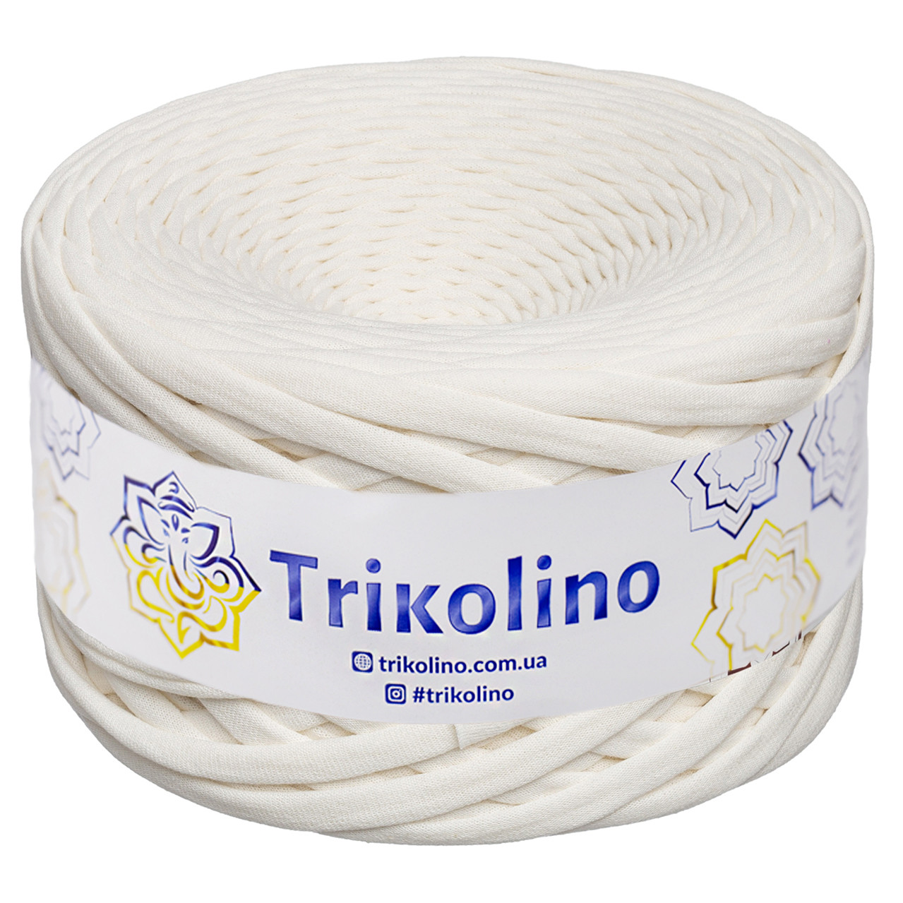 Трикотажна пряжа Trikolino, ширина нитки 7-9 мм., довжина мотка 100 м., Парне молоко