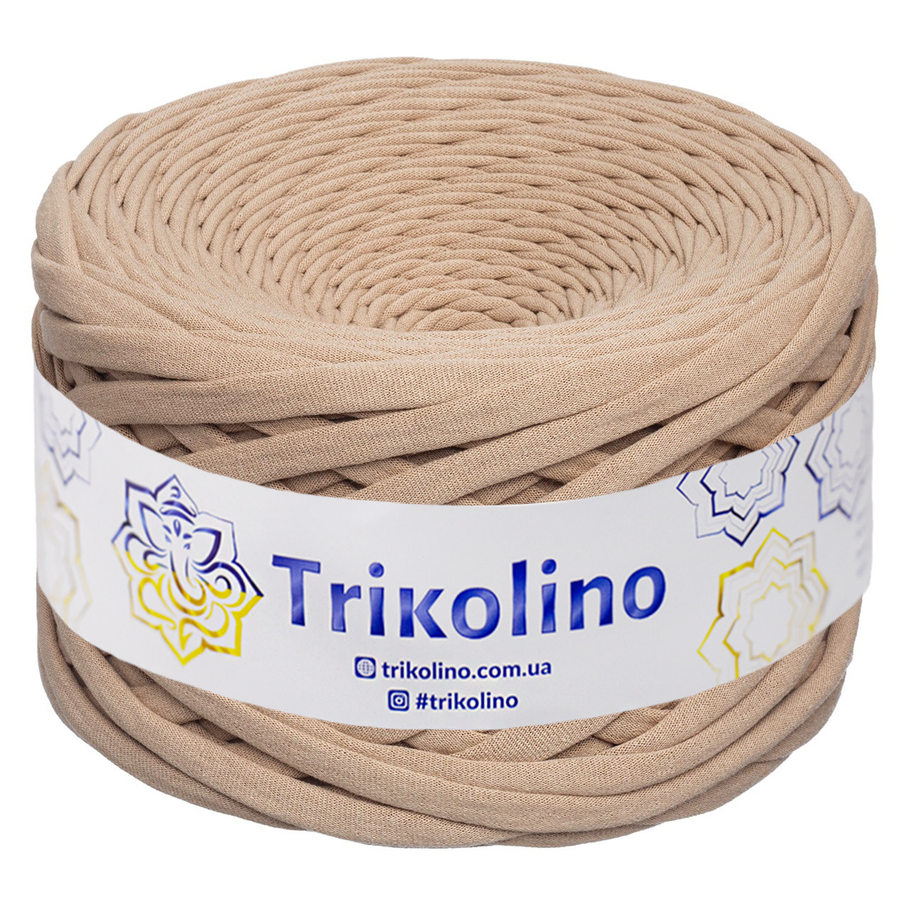 Пряжа трикотажна Trikolino, ширина нитки 7-9 мм, довжина мотка 100 м., Латте, фото 1
