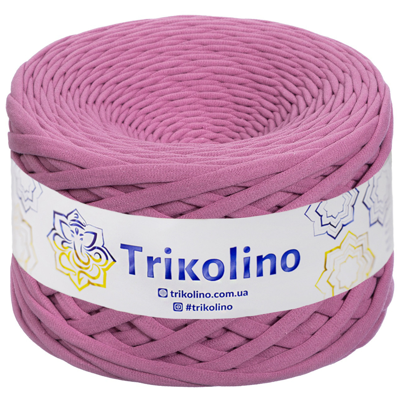 Трикотажна пряжа Trikolino, ширина нитки 7-9 мм., довжина мотка 100 м., Пильна Троянда