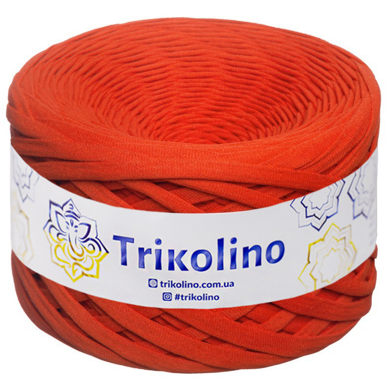Трикотажна пряжа Trikolino, ширина нитки 7-9 мм., довжина мотка 100 м., Алий, фото 1
