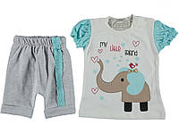 Летний костюм (футболка и шорты) для девочки 9-12-18 месяцев