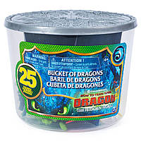 DreamWorks Dragons Как приручить 3 дракона Скрытый Мир фигурки в ведерке 25 шт Bucket of Dragons 25 Dragon and