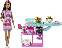 Barbie Florist Кукла Барби Флорист цветочный магазин Playset with Brunette Doll, Flower Making Station GTN59