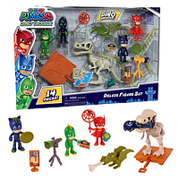 PJ Masks Герои в масках раскопки динозавров Dino Trouble Deluxe 14-Piece Figure Set