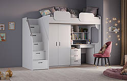Ліжко зі столом та шафою для одягу в білому кольорі MS701