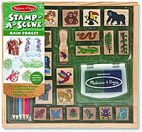 Melіssa & Doug Wooden Stamp Rain Forest набір дерев'яних штампів 20 штук 2 кольори та олівці