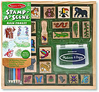 Melissa & Doug Wooden Stamp Rain Forest набор деревянных штампов 20 штук 2 цвета и карандаши