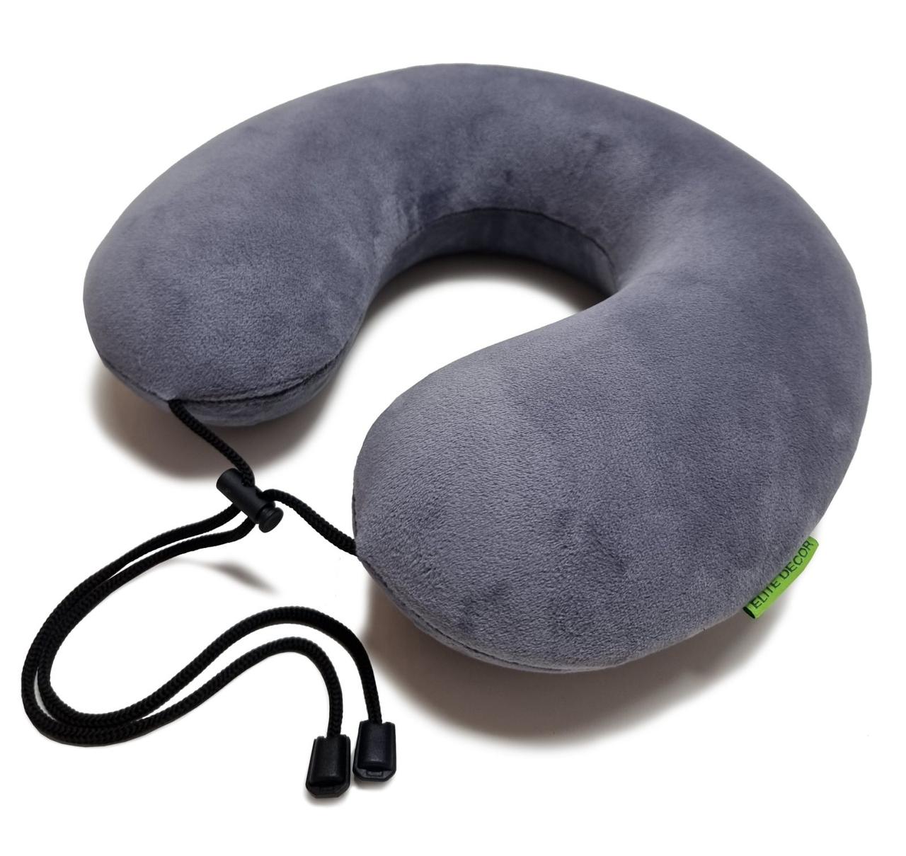 Дорожня ортопедична подушка з фіксатором з «ефектом пам'яті» (Memory foam) ELITE DECOR PMF 001-3