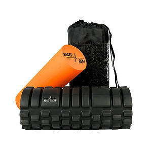 Масажний ролик (ролер, валик) HeartBeat 2-в-1 Foam Roller Black/Orange (33х14 см)