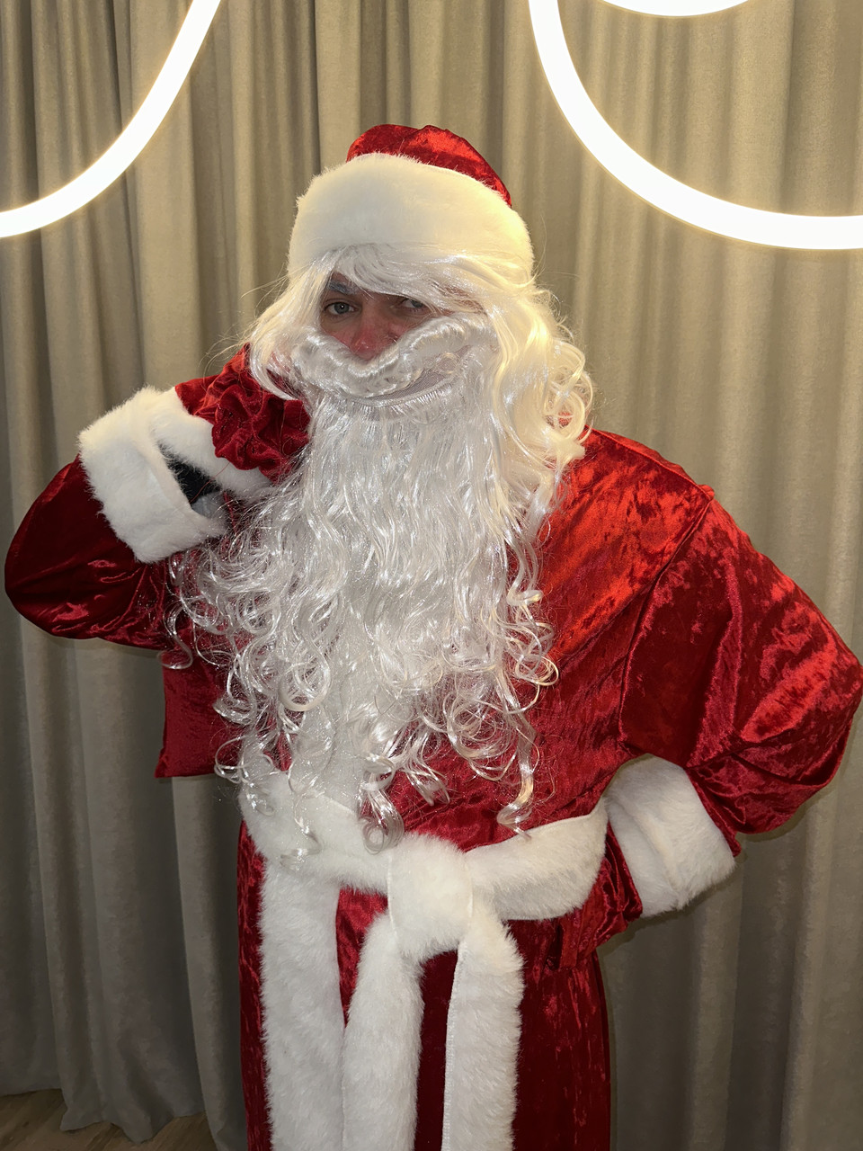Борода та перука Дід Мороза, новорічний аксесуар Дідуся Мороза борода, Санта Клаус борода перука, фото 1