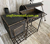 Кованый мангал + печь "Этуаль" с крышкой и столиком